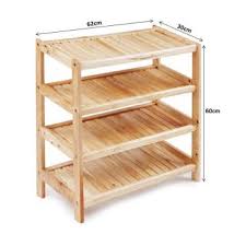 Kệ Gỗ Cao Su Tự Nhiên 4 Tầng* 80cm * 62cm